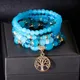 Bracelets Bohème Arbre de Vie pour Femme Ensemble de Perles en Pierre Bleue Ethnique Cadeau
