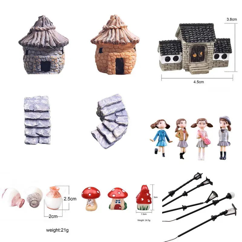 Maison de Village mignonne, Mini Figurine artisanale de jardin Miniature, Pot de plante, ornement de jardin féerique Miniature, accessoires de bricolage