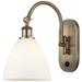 Ballston Bristol Glass 8" LED Sconce - Brass Finish - Matte White Shad