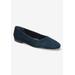 Extra Wide Width Women's Kimiko Flats by Bella Vita in Navy Suede Leather (Size 7 WW)