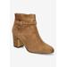 Extra Wide Width Women's Arlette Bootie by Bella Vita in Cognac Suede Leather (Size 12 WW)