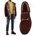 Gucci Shoes | New Gucci Horsebit Brown Suede Shearling Bee Loafer Ankle Boot 8 G / Us 8.5 $940 | Color: Brown/Gold | Size: 8.5