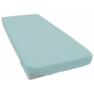 Spannbettlaken ESTELLA "Jersey Topper aus Baumwolle mit Elasthan", blau (azur), B:100cm L:200cm, Jersey, Obermaterial: 9