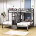 Harriet Bee Erminda Twin Over Twin & Twin 1 Drawer L-Shaped Bunk Beds w/ Storage in Gray | 61 H x 79 W x 102 D in | Wayfair