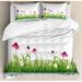 East Urban Home Jarison Watercolor Flower Home Watercolor Flower Home Coneflower by the Lake Water Sea Fall Hand Drawn Horizontal Print Duvet | Wayfair