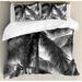 East Urban Home Palm Tree Silhouette Exotic Plant on Dark Thema Foliages Relax in Nature Image Duvet Cover Set Microfiber in Gray/White | Wayfair