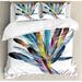 East Urban Home Feather House Inspirational Bouquet of Types of Colorful Retro Quill Pen Feather Figures Duvet Cover Set Microfiber | Wayfair