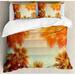East Urban Home Palm Tree Trees Sunlights Tranquility in Tropical Nature Landscape at Summer Theme Duvet Cover Set Microfiber in Orange | Wayfair