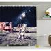 East Urban Home Enye Outer Space American Spaceman on Moon Future Solar Discovery in Deep Technology View Shower Curtain Set | Wayfair