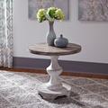 Traditional Round End Table In Heavy Distressed White Finish with Gravel Tops - Liberty Furniture 331-OT1020