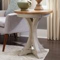 Farmhouse Round Chair Side Table In Antique White Finish with Chestnut Tops - Liberty Furniture 652-OT1021