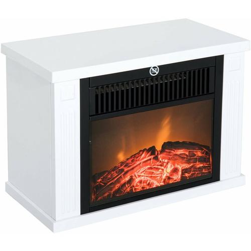 Elektrokamin Kaminofen 600/1200W Elektrischer Kamin Standkamin Flammeneffekt Weiß - Homcom