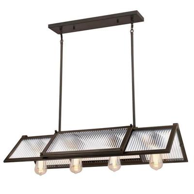 Westinghouse 657726 - 4 Light Oil Rubbed Bronze Clear Ribbed Glass Chandelier Light Fixture (4Lt Chand ORB w/Ribbed Gls (6577200))