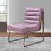 22 Inch Top Grain Leather Accent Chair, Metal Frame, Tufted Channel, Purple - 30 L x 22 W x 33 H; in