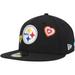 Men's New Era Black Pittsburgh Steelers Chain Stitch Heart 59FIFTY Fitted Hat