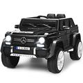 COSTWAY Kids Ride On Car, Licensed Mercedes Benz 12V Battery-powered Electric Vehicle Toy with 2 Motors, Remote Control, Lights, Horn, Music, Suspension Wheels for Boys Girls (Black)
