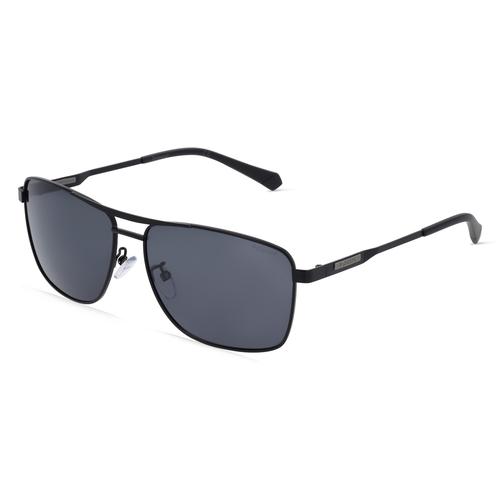 Polaroid PLD 2136/G/S/X Herren-Sonnenbrille Vollrand Eckig Metall-Gestell, schwarz