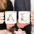 Mug Personnalisé avec Initiales Florales avec Nom Personnalisé Thé Café Chocolat Chaud pour