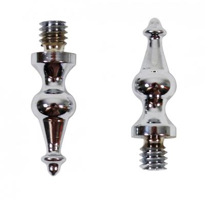 Bright Chrome Plated Medium Cabinet Door Hinge Finial Pair 7/8 in Finial with Temple Tip Renovators Supply