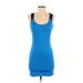 Forever 21 Casual Dress - Bodycon Scoop Neck Sleeveless: Blue Print Dresses - Women's Size Small