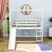 Harper Orchard Twin Size Wood House Bunk Bed w/ Slide in White | 70.9 H x 41.7 W x 77.4 D in | Wayfair 8F554C58DDE9441798C9037377DB610E