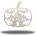 The Holiday Aisle® Dhiman Spooky House Pumpkin Halloween Wall Art Décor Metal in Gray | 24 H x 24 W x 0.013 D in | Wayfair