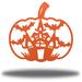 The Holiday Aisle® Dhiman Spooky House Pumpkin Halloween Wall Art Décor Metal in Orange | 18 H x 18 W x 0.013 D in | Wayfair