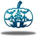 The Holiday Aisle® Dhiman Spooky House Pumpkin Halloween Wall Art Décor Metal in Green/Blue | 18 H x 18 W x 0.013 D in | Wayfair