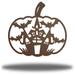 The Holiday Aisle® Dhiman Spooky House Pumpkin Halloween Wall Art Décor Metal in White/Brown | 36 H x 36 W x 0.013 D in | Wayfair