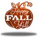 Rosalind Wheeler Anansa Happy Fall Y"all Pumpkin Halloween Wall Art Décor Metal in White/Brown | 36 H x 36 W x 0.013 D in | Wayfair