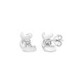 Women's White Gold Round Brilliantcut Diamond Espira Swirls Solitaire Push Back Stud Earrings by Haus of Brilliance in White