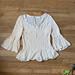 Free People Tops | Free People Smocked Cream Long Sleeve Top | Color: Cream | Size: M