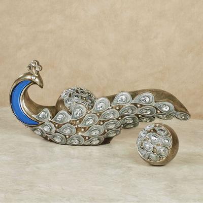 Feathered Splendor Peacock Bowl with Orbs Blue Set...