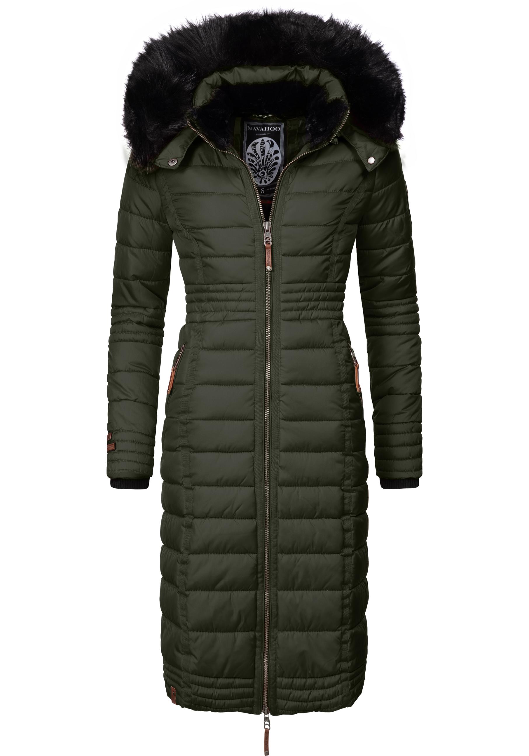 Wintermantel NAVAHOO "Umay", Damen, Gr. XXL(44), grün (olivgrün), Oberstoff: 100% Polyester, Futter: 100% Polyester, Wattierung: 100% Polyester, Ärmelfutter: 100% Polyester, Kunstpelz: 90% Polyacryl, 10% Polyester, Modisch, tailliert ca. Mitte Knie,... Image