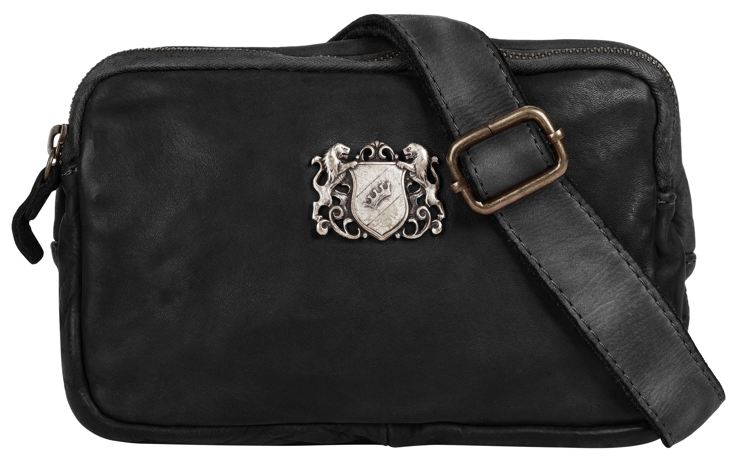 Umhängetasche SAMANTHA LOOK, Damen, Gr. B/H/T: 22cm x 14cm x 3cm onesize, schwarz, Leder, leicht glänzend, unifarben, Taschen Umhängetasche, echt Leder, Made in Italy