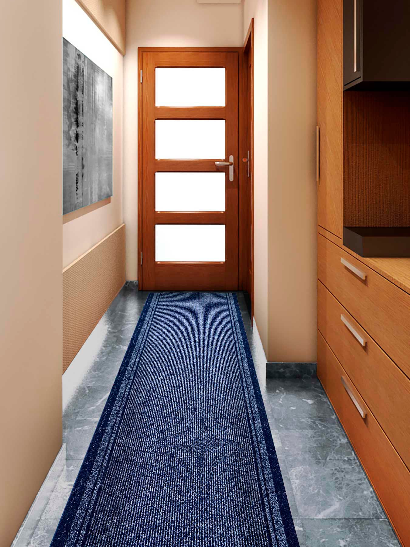 Läufer "Schmutzfangläufer MALAGA, Made in Belgium", blau, B:66cm H:6mm L:1.450cm, Polypropylen (PP), PRIMAFLOR-IDEEN IN TEXTIL, Teppiche, Schmutzfangläufer, Schmutzfangmatte, meliert, gesteift, strapazierfähig, rutschhemmend Image