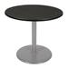 Via 36" Round Platter Base Table- Ash Grey/Chrome
