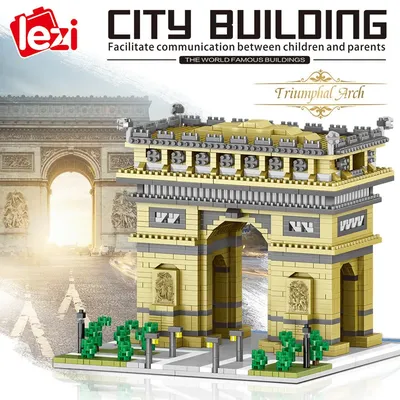 Mini blocs de construction d'architecture du monde pour enfants arc de porte de triomphe modèle de