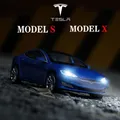 Voiture Tesla en alliage 1:32 modèle S modèle 3 X modèle en métal voiture à Six portes son et