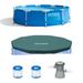 Intex 10 x 2.5 Foot Pool + Pool Cover + Filter Cartridge (2 Pack) + Filter Pump - 49