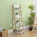 4 Open Clapboard Solid Bamboo Wood Ladder Rack Display Stand, Sturdy Easy to Assemble for Living Room Bedroom Office