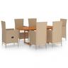 vidaXL 7-tlg. Garten-Essgruppe Poly Rattan 1 : Ausführung - Model 1, Farbe - Beige