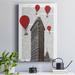 Ophelia & Co. Flat Iron Building & Red Hot Air Balloons - Wrapped Canvas Graphic Art Canvas in Black/Gray/Red | 12 H x 8 W x 1 D in | Wayfair