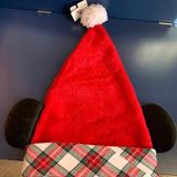 Disney Holiday | Disney Parks Christmas Holiday Flannel Red Plaid Santa Mickey Ears Hat Nwt | Color: Red/White | Size: Os