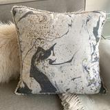Anthropologie Accents | Anthropologie Silk Accent Pillow | Color: Silver/Tan/White | Size: 20x20 Inches