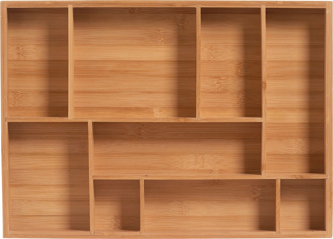 Schubladeneinsatz ZELLER PRESENT "Bamboo", beige (natur), B:44,5cm H:5cm T:32cm, Bambus, Schubladeneinsätze, Schubladeneinsatz, 9 Fächer für genügend Platz
