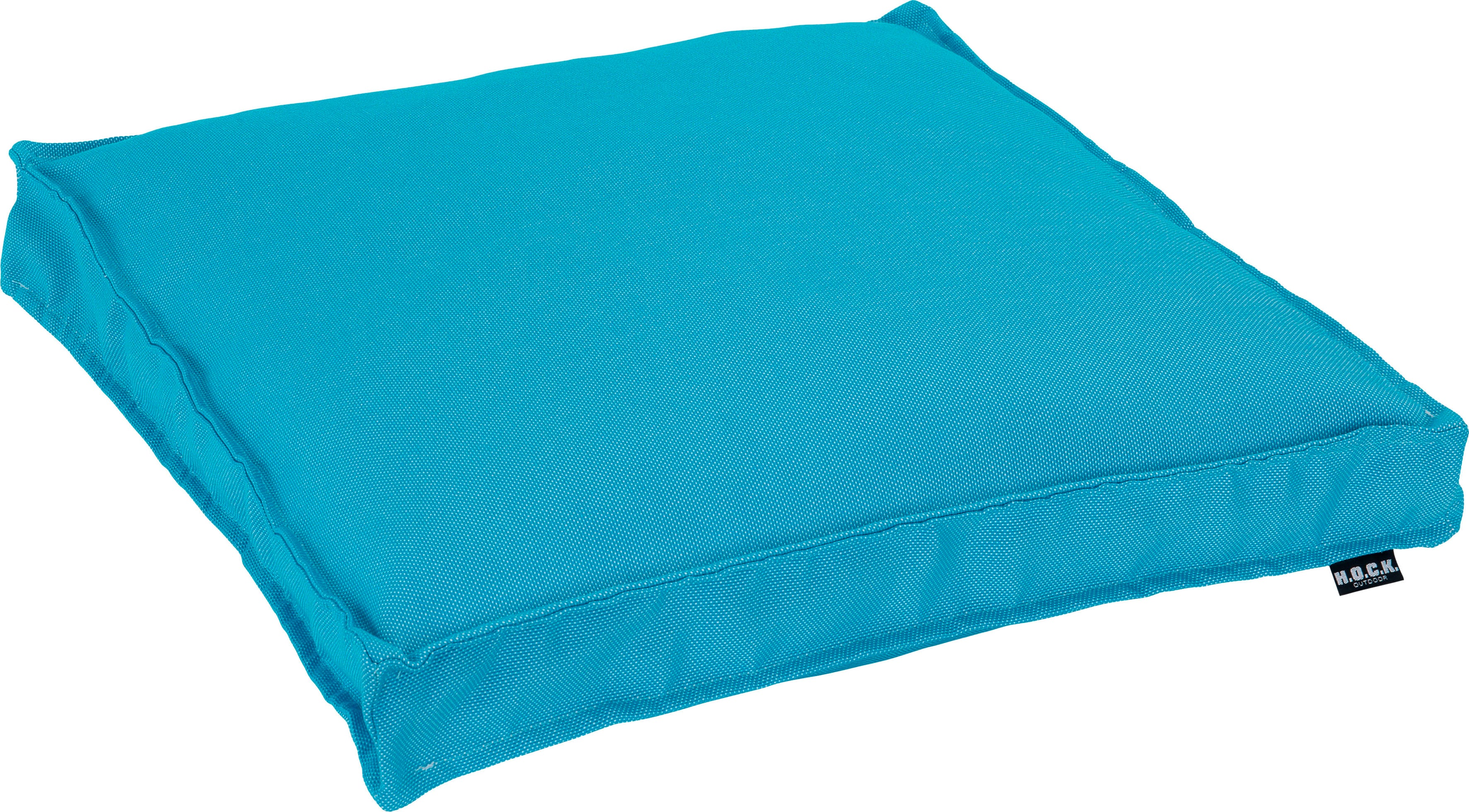 Sitzkissen H.O.C.K. "Caribe", blau (türkis, turquoise, unifarben), B:50cm H:5cm L:50cm, Polyacryl (dralon), Dekokissen_Sitzkissen_Kissenhüllen, Outdoor geeignet Image