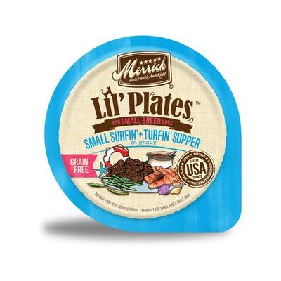 Merrick Lil' Plates Grain-Free Small Breed Wet Dog Food Surfin' + Turfin' Supper, 3.5-oz tub, case of 12