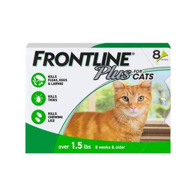 Frontline Plus 8 treatments, Cat & Kitten 1.5lbs and over Flea & Tick Treatment