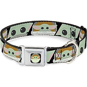 Star Wars Baby Yoda the Child Chibi Pod Face Blocks Polyester Dog Collar, Large: 15 to 26-in neck, 1-in wide Buckle-Down